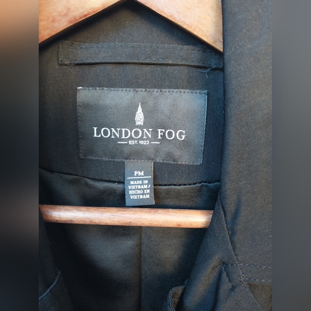 London Fog Black Trench Coat - Picture 4 of 7